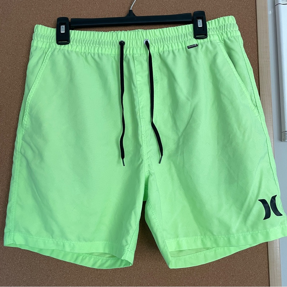 Hurley Highlighter green/yellow swim trucks size medium about 5” inseam